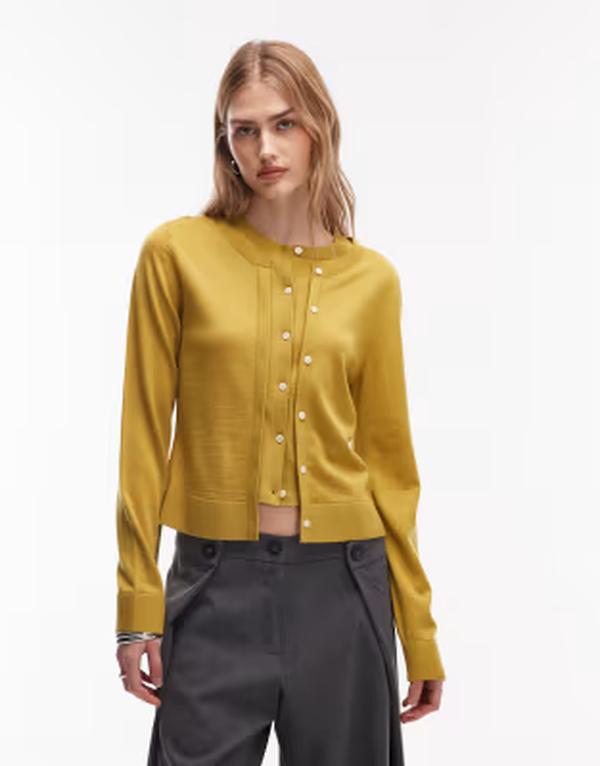 アンドアザーストーリーズ レディース アウター ジレー 羊毛 \u0026 Other Stories pure wool double up cardigan インチ mustard yellow 黄色