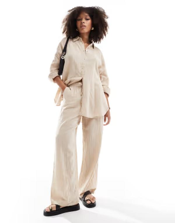 オンリー レディース ボトムス カジュアルパンツ ワイドレッグ ONLY cheesecloth wide leg pants - part of a set BEIGE ベージュ｜ReVida 店 14,541円