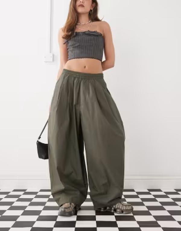 コルージョン レディース ボトムス カジュアルパンツ COLLUSION balloon leg pant Khaki カーキ ボトムス-パンツ