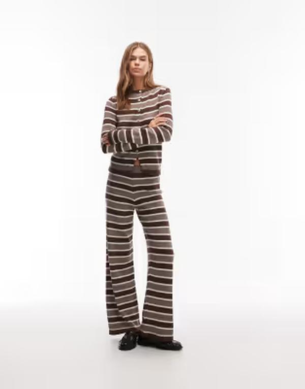 エイソス レディース ボトムス 心地好いズボン下 編み物 ASOS DESIGN knitailored pantstripes - part of a set Multi マルチ色つや