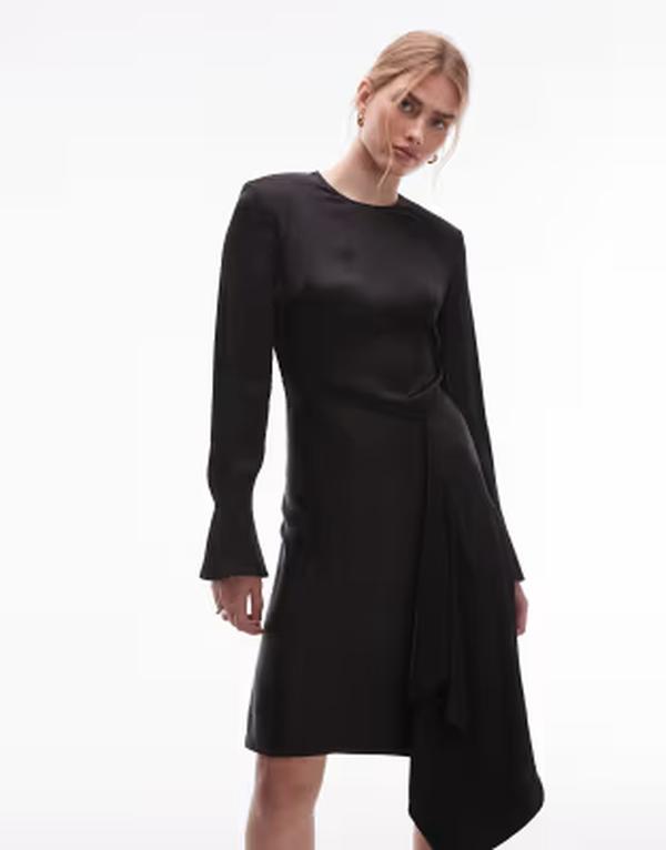 アンドアザーストーリーズ レディース トップス ワンピース アシンメトリー ミニ サテン & Other Storiesatin mini dress with asymmetric hem Black ブラック