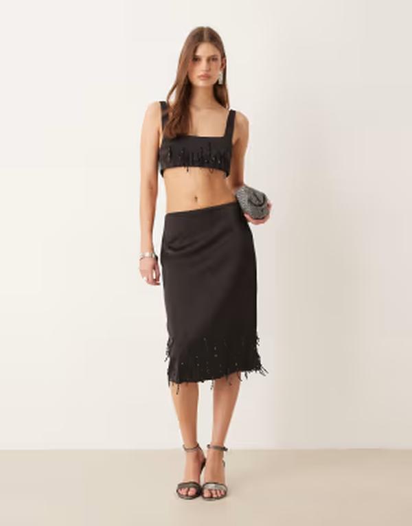 マンゴ レディース ボトムスカート ひざ丈 Mango embellished knee length skirt - part of a set Black ブラック 29,120円