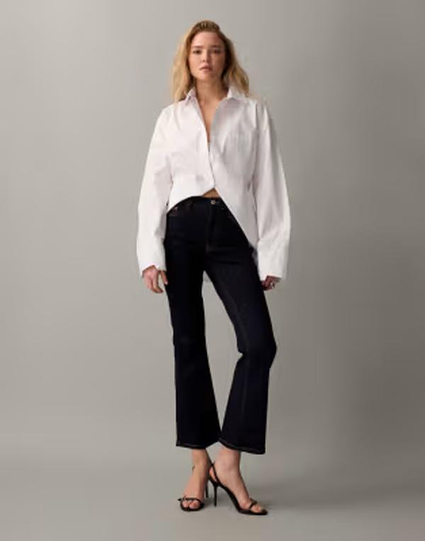 エイソス レディース ボトムス デニムパンツ クロップド ジーンズ ASOS DESIGN cropped kick flare jeans in rinse