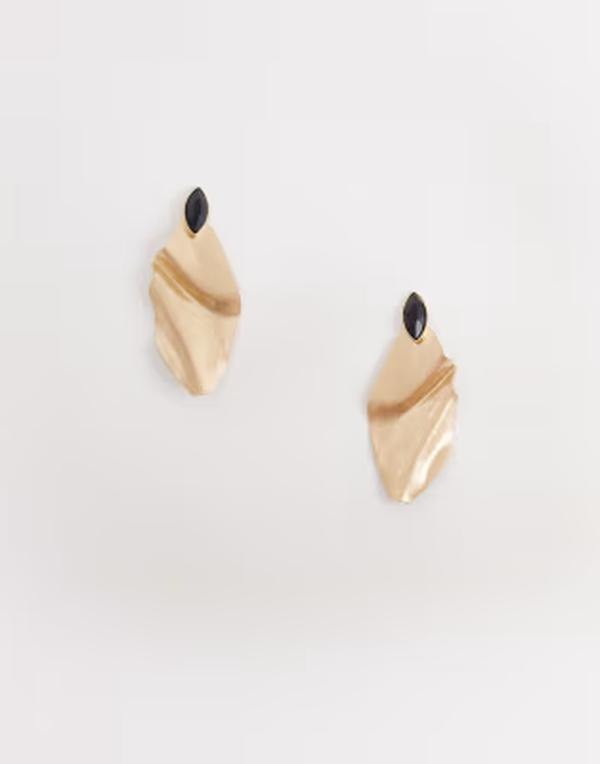 エイソス レディース アクセサリー ピアス・イヤリング ASOS DESIGN large studs with black stone setting in brushed gold tone GOLD ゴールド