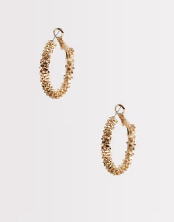 エイソス レディース アクセサリー ピアス・イヤリング ASOS DESIGN small hoop earrings with beadedesign tone GOLD ゴールド