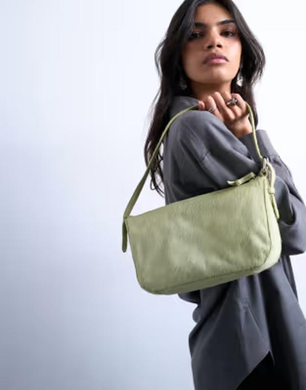 トップショップ レディース バッグ レザー Topshop Stina hair on realeather shoulder bagREEN グリーン｜ReVida 店