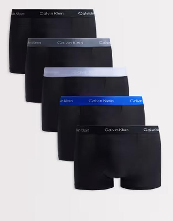 カルバンクライン メンズ アンダーウェア トランクス コットン Calvin Klein Icon Cotton Stretch 5 pack relaxed boxer briefs with blue/gray waistbands Multi マルチカラー