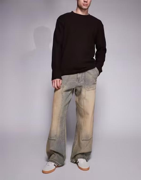 グッドフォーナッシング メンズ ボトムス デニムパンツ ジーンズ Good For Nothing baggy denim carpenter jeans in sandwash BLUE ブルー