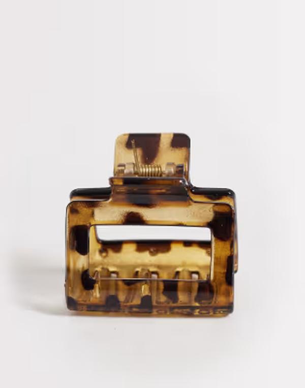 デザインビーロンドン レディース アクセサリー ミニ DesignB London mini square hair claw clip in tort BROWN ブラウン