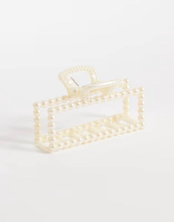 デザインビーロンドン レディース アクセサリー DesignB London pearl embellished hair claw clip WHITE ホワイト