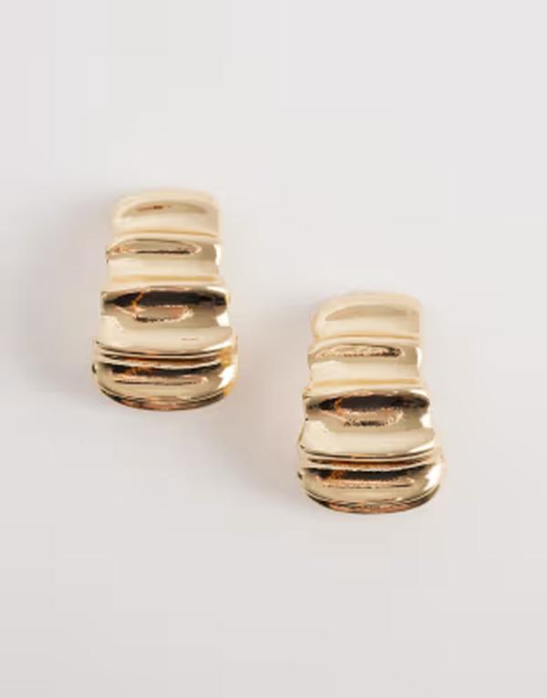 デザインビーロンドン レディース アクセサリー ピアス・イヤリング DesignB London ridged hoop earrings GOLD ゴールド 5,936円