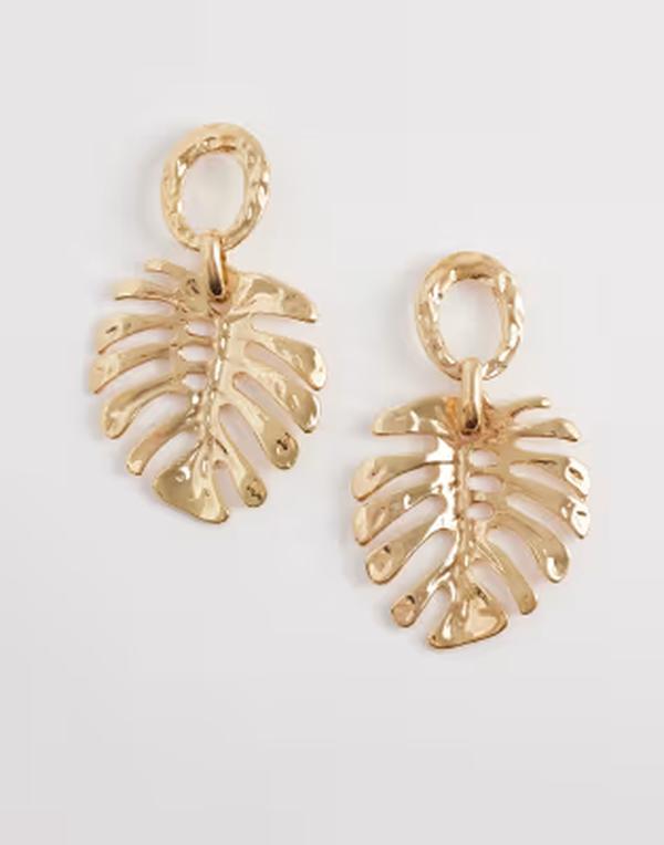 デザインビーロンドン レディース アクセサリー ピアス・イヤリング DesignB London statement palm leaf earrings GOLD ゴールド