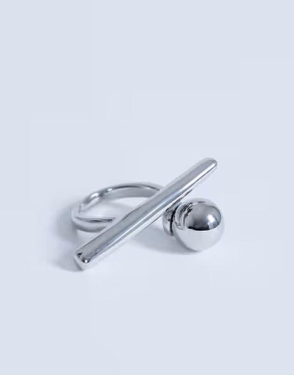 トップショップ レディース アクセサリー リング Tシャツ Topshop Ramona waterproof abstract ring-tone stainlessteel SILVER シルバー｜ReVida 店