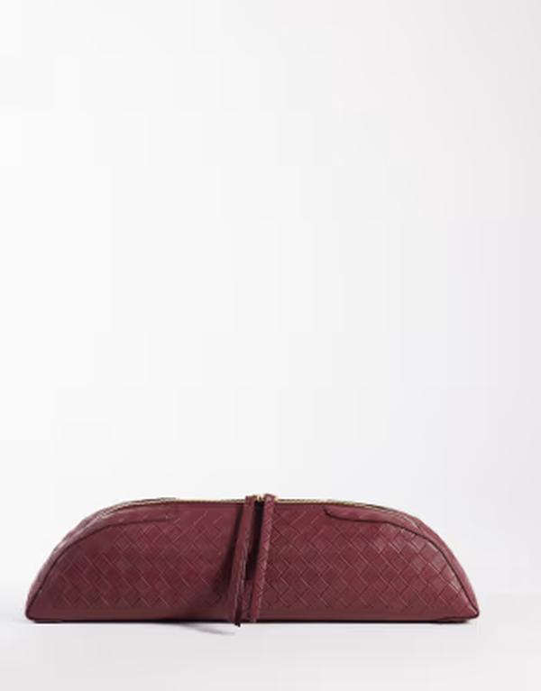エイソス レディース バッグ ASOS DESIGN pencil caselongated clutch weave Burgundy バーガンディ