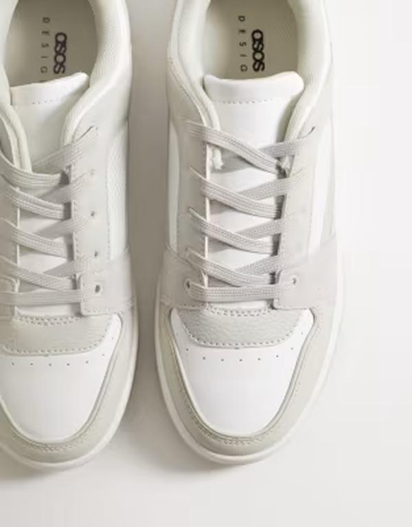 エイソス メンズ シューズ スニーカー ASOS DESIGN multi paneled sneakers and light WHITE \u0026 LIGHT GRAY 白いこと