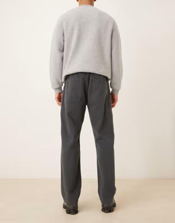 エイソス メンズ ボトムス デニムパンツ ジーンズ ASOS DESIGN Straight pull on jeans with carpenter stylingray wash グレー