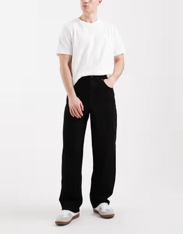エイソス メンズ ボトムス デニムパンツ ジーンズ ASOS DESIGN loose straight jeans Black ブラック