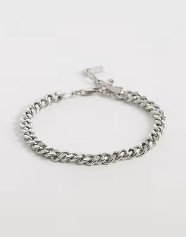 エイソス メンズ アクセサリー ブレスレット・バングル・アンクレット ASOS DESIGN cross link curb chain braceletone SILVER シルバー
