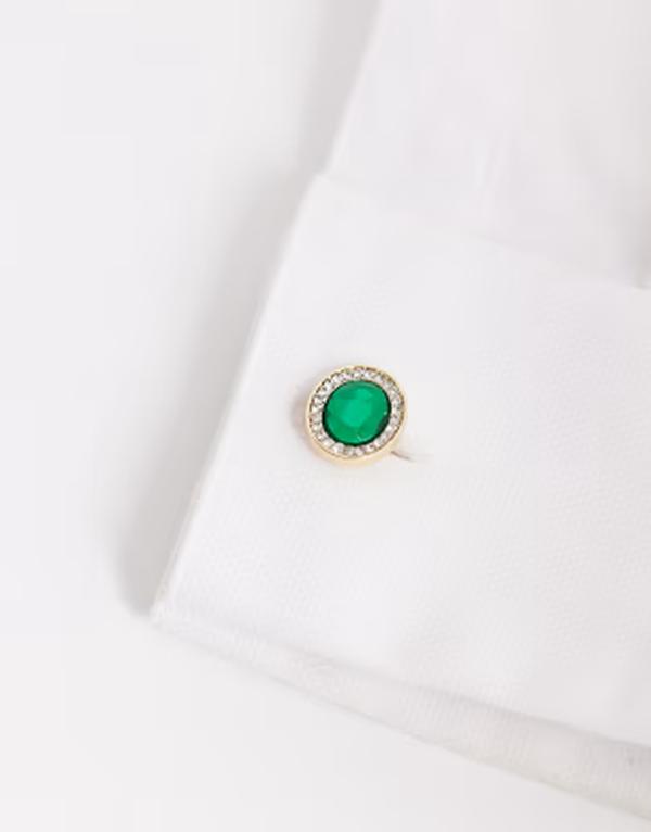 エイソス メンズ 付属物 カフスリンク ASOS DESIGN faux emerald stone cufflinks tone GOLD ゴールド