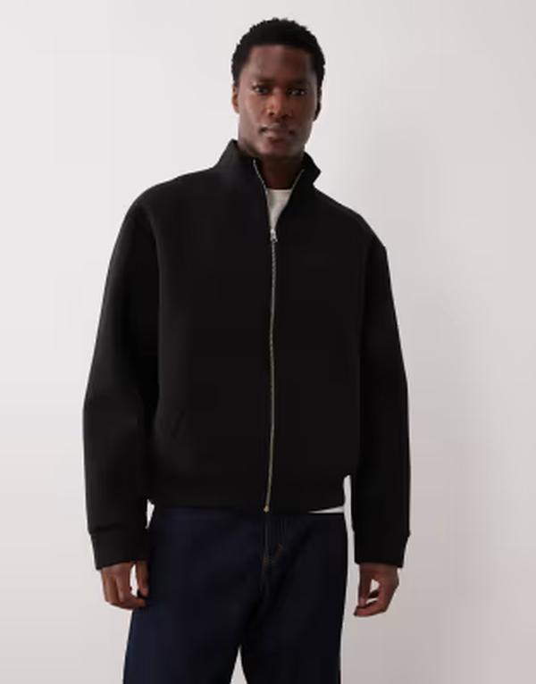 エイソス メンズ アウター ジャケット・ブルゾン ASOS DESIGN relaxed zip up jacket Black ブラック