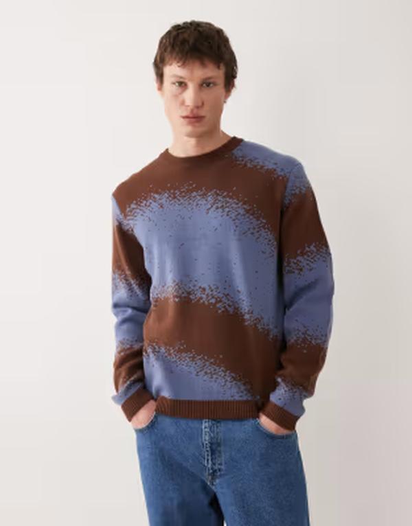 エイソス メンズ アウター ニット・セーター グラフィック ASOS DESIGN knit sweater with graphic and Multi マルチカラー 11,866円