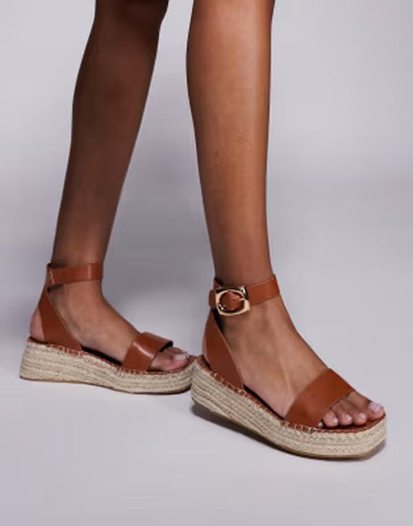 サウスビーチ レディース シューズ サンダル リネン South Beach linen two part espadrille sandals in tan タン｜ReVida 店