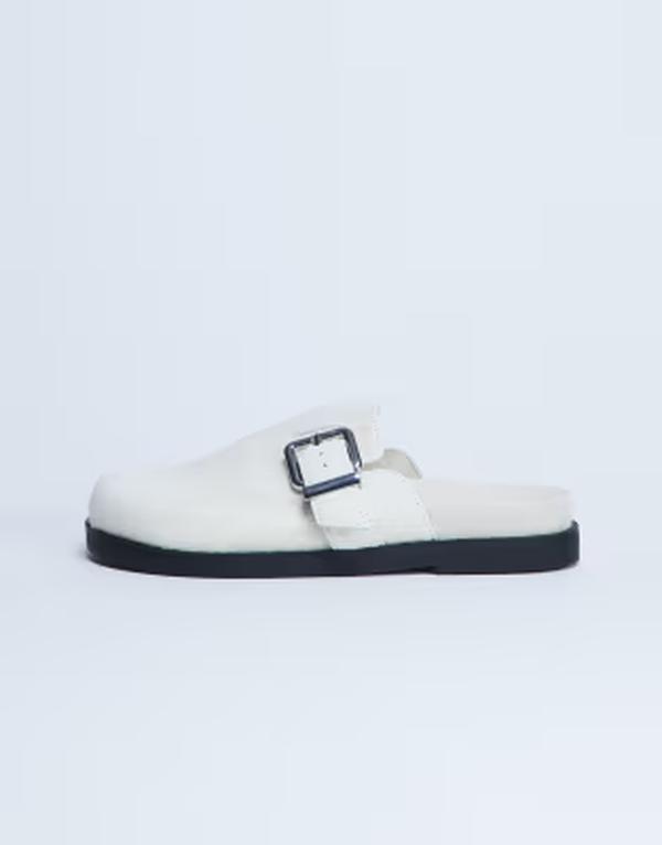 とっ始め販売店 レディース シューズ スリッポン・ローファー なめし革 Topshop Amy realeather slip on mules with buckle ineutral pony NEUTRAL PONY