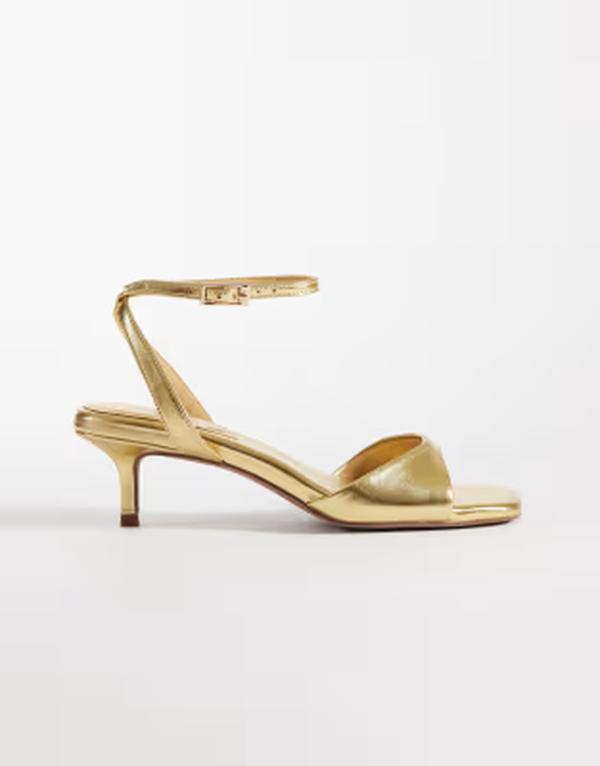 エイソス レディース シューズ サンダル ヒール ASOS DESIGN Wide Fit Heartfelt barely there kitten heel sandals GOLD ゴールド