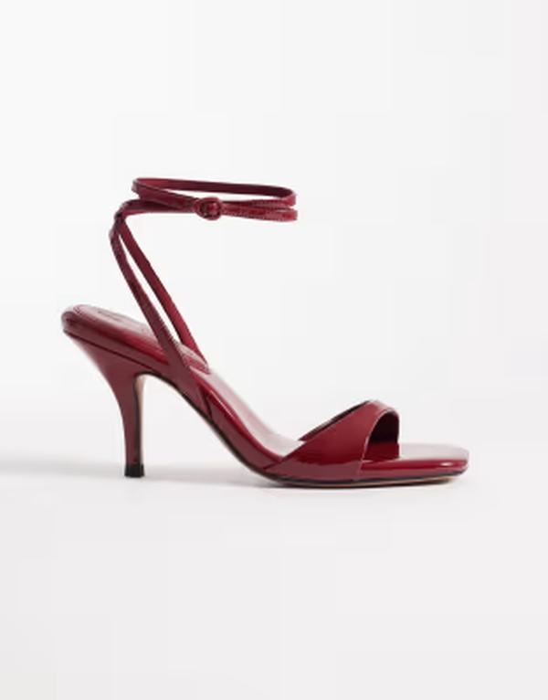 エイソス レディース シューズ サンダル ヒール ASOS DESIGN Hope barely there mid heel stiletto sandals in dark Burgundy バーガンディ