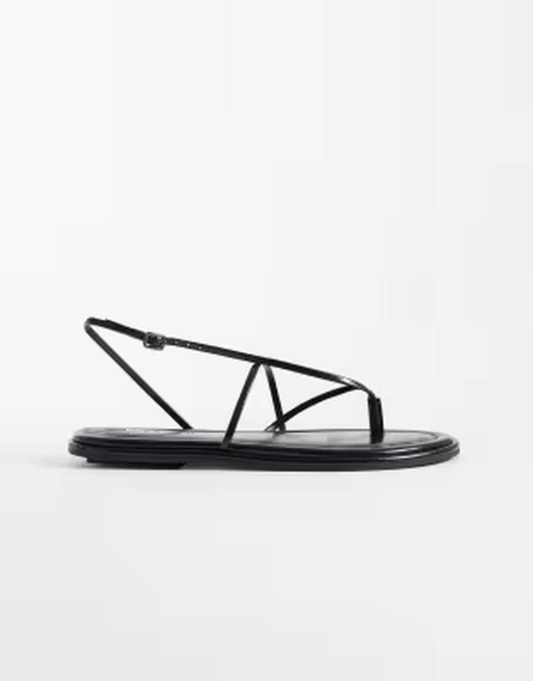 エイソス レディース シューズ サンダル ASOS DESIGN Freya strappy flip flop flat sandals Black ブラック