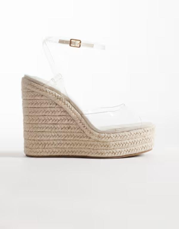 エイソス レディース シューズ サンダル ASOS DESIGN Tamryn espadrille wedges in clear