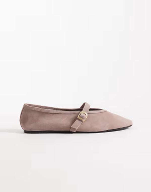 エイソス レディース シューズ パンプスエード ASOS DESIGN Lively premium suede Mary Jane ballet flats in blush ブラッシュ