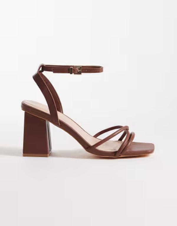 ロンドンレベル レディース シューズ サンダル ヒール London Rebel Ash strappy mid block heeled sandals in chocolate Choc アッシュ 11,886円