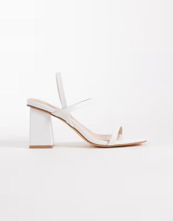 ロンドンレベル レディース シューズ サンダル ヒール London Rebel Ash strappy mid block heeled sandals White ホワイト