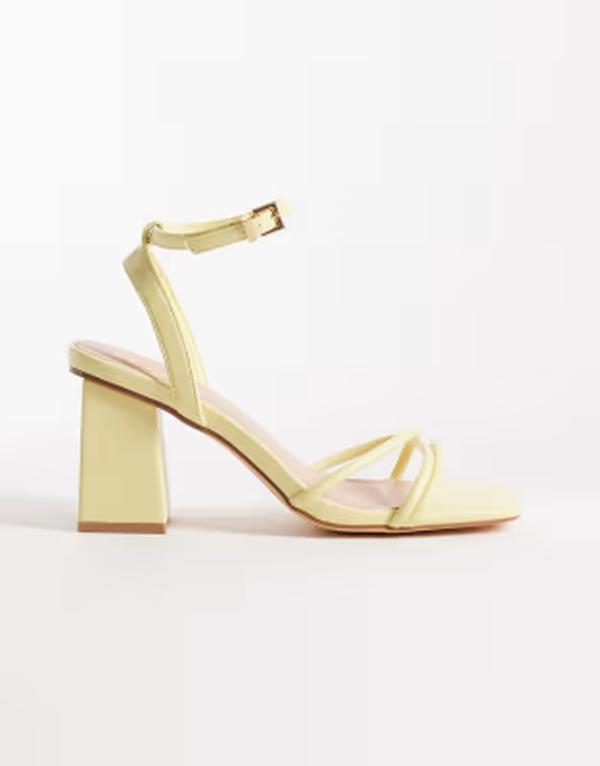 ロンドンレベル レディース シューズ サンダル ヒール London Rebel Ash strappy mid block heeled sandals in citrus lime Citrus lime ライム｜ReVida 店