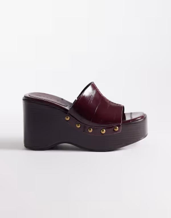 エイソス レディース シューズ サンダル ASOS DESIGN Tara eel effect wedges BURGUNDY EEL バーガンディ