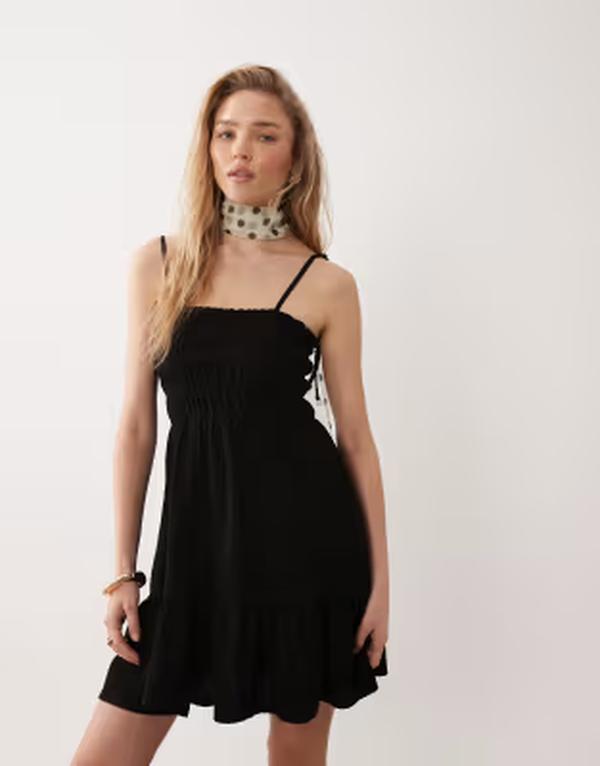 ミスセルフフリッジ レディース トップス ワンピース ミニ Misselfridge shirred camini dress Black ブラック