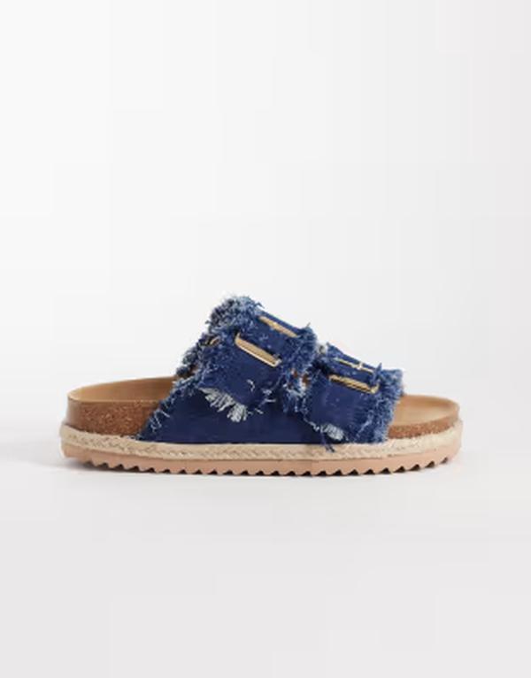 サウスビーチ レディース シューズ サンダル デニム South Beach double bucklespadrille sandals in frayedark blue denim BLUE DENIM デニム|ReVida 店