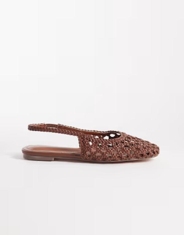 シミ レディース シューズ パンプス SIMMI Shoesimmi London Biao slingback woven ballet flats in tan pu タン