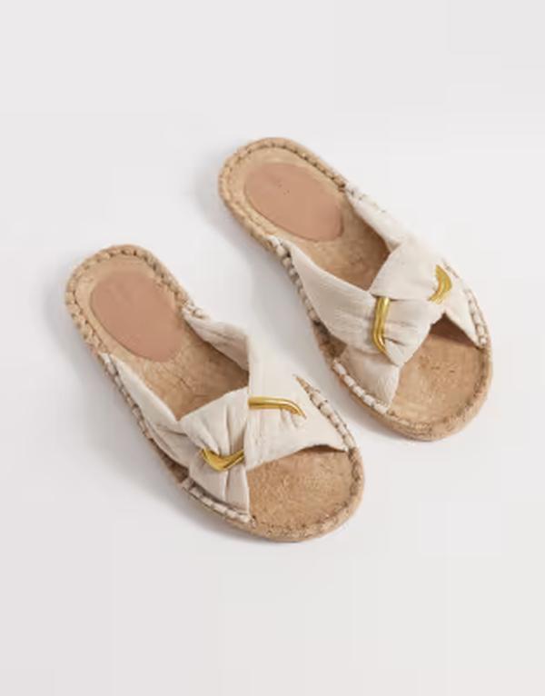エイソス レディース シューズ サンダル ASOS DESIGN Jade knotted espadrille mules in stone ストーン