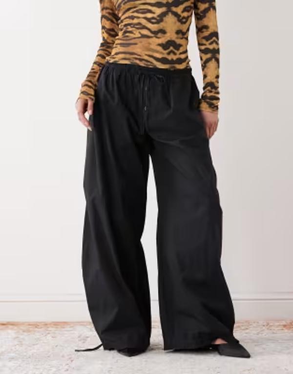 モンキ レディース ボトムス カジュアルパンツ Monki balloon leg pants Black dark ブラック