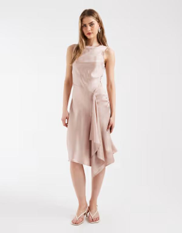 アンドアザーストーリーズ レディース トップス ワンピース アシンメトリー ノースリーブ & Other Stories asymmetric hem sleeveless dress in plaster pink ピンク