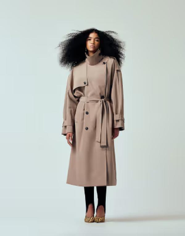 エイソス レディース アウター ジャケット・ブルゾン コート マキシ ASOS DESIGN oversized belted maxi trench coat in stone ストーン