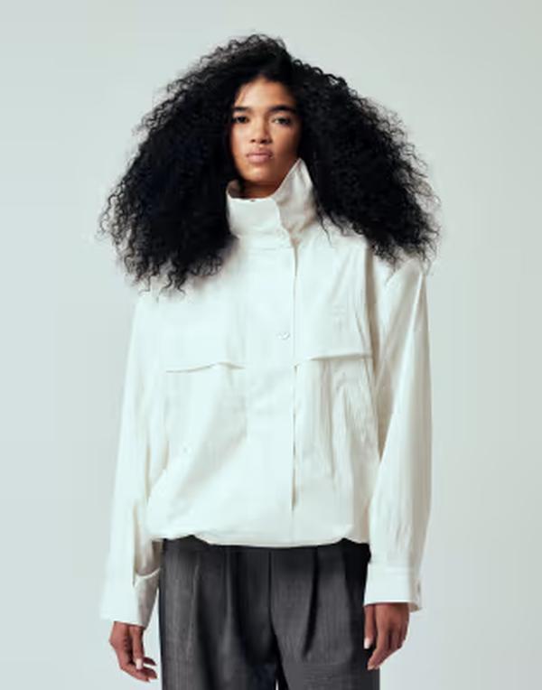 エイソス レディース アウター 上衣・上衣 照明ランプ素っ首 ASOS DESIGN iconic funnel neck sports jacket Ivory 象牙色