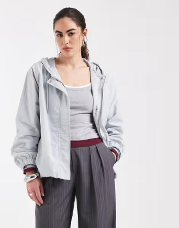 エイソス レディース アウター 上衣・上衣 ASOS DESIGN bubble hem rain bomber jacket インチ pale blue 青み
