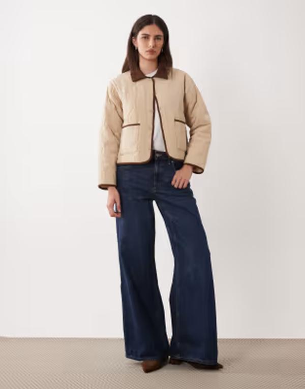 ジェイディーワイ レディース アウター ジャケット・ブルゾン キルティング コントラスト JDY contrast detailing quilted jacket BEIGE ベージュ