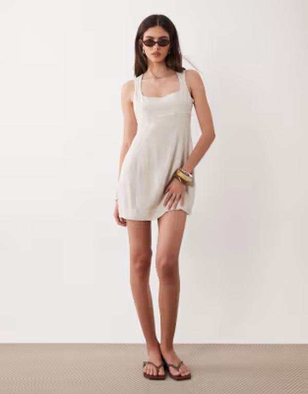エイソス レディース トップス 衣装 ミニ ASOS DESIGN square neck bodycon mini sundress インチ oat
