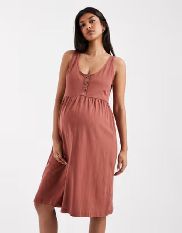 ママライシアス レディース トップス 衣装 ミニ マタニティ Mama.licious Mamalicious Maternity 2 functionursing button up mini sundress Mahogany バーガンディ