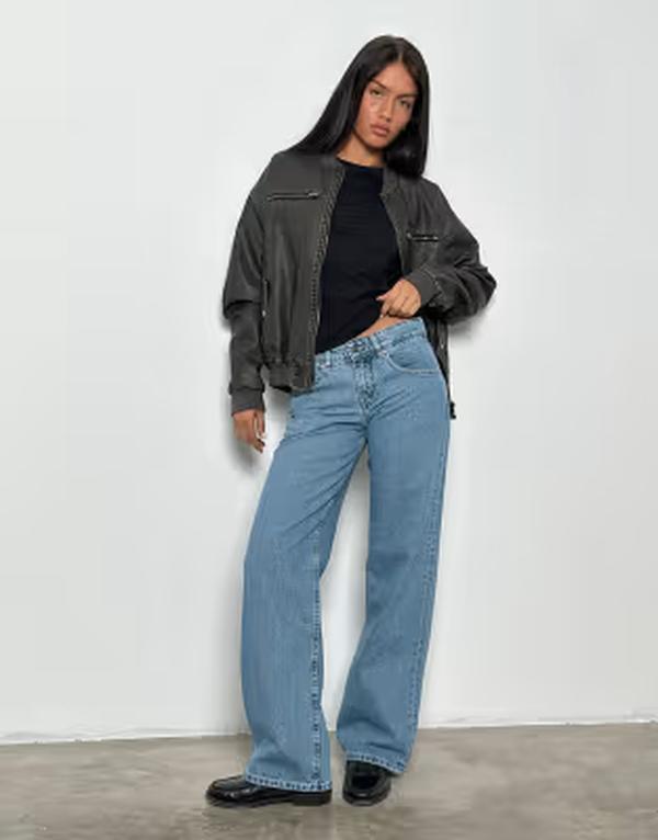 モーテル レディース ボトムス デニムパンツ ローライズ ジーンズ Motel Parallelow rise jeanstone BLUE ブルー|ReVida 店