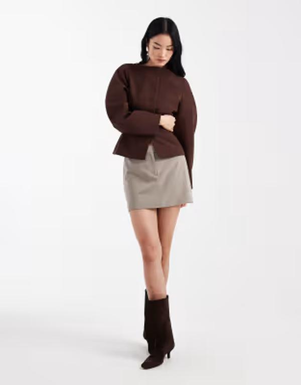 エイソス レディース 下つ方スコート ミニ ASOS DESIGN pelmet mini skirt インチ stone 石ころ ボトムス-レディースファッション-スカート